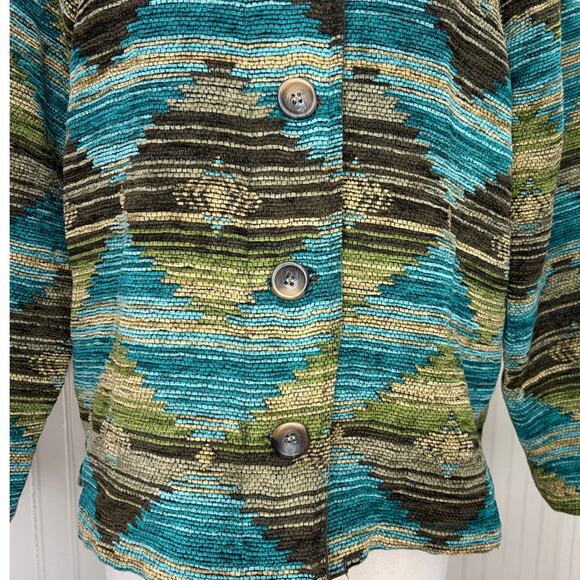 RoughRider by Circle T Size M Jacket Western Southwest Rodeo Cowgirl Teal Brown - Picture 11 of 14